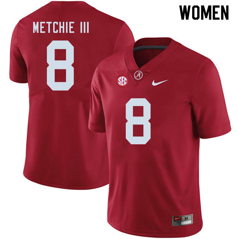 Women #8 John Metchie III Alabama Crimson Tide College Football Jerseys Sale-Crimson